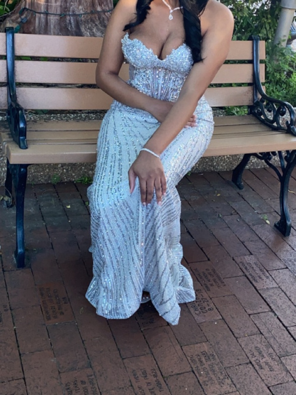 ADORA Champagne Beaded Evening Dress